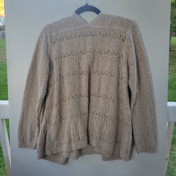J. Jill Sweater Cardigan Cream Open front chunky Matching Sweater Tank SZ L - Picture 2 of 14